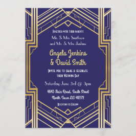 海軍結婚式招待状1920年金ゴールドアールデコ 招待状