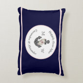 海軍結婚式花のアンカー ネイビーブルー ピンク アクセントクッション (裏面(縦))