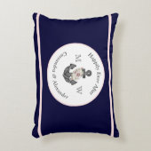 海軍結婚式花のアンカー ネイビーブルー ピンク アクセントクッション (正面(垂直))