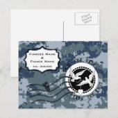 海軍結婚式　日時決定 & 二羽の鳩 案内ポストカード (正面/裏面)