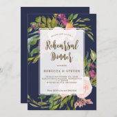 海軍緑のフローラリハーサルディナー招待 招待状 (正面/裏面)