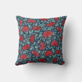 海軍背景に手描き赤い花クッション クッション (裏面)