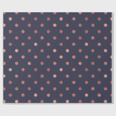 海軍背景のばら色の金ゴールドの水玉模様 ラッピングペーパー (フラット)