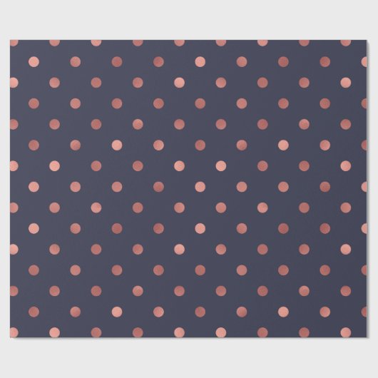 海軍背景のばら色の金ゴールドの水玉模様 ラッピングペーパー (フラット)