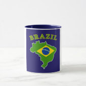 海軍背景のブラジルの地図か旗 マグカップ (中央)