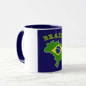 海軍背景のブラジルの地図か旗 マグカップ (正面左)