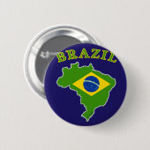 海軍背景のブラジルの地図か旗 缶バッジ (正面&裏面)