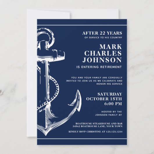 海軍航海のいかり退職 招待状 (正面)