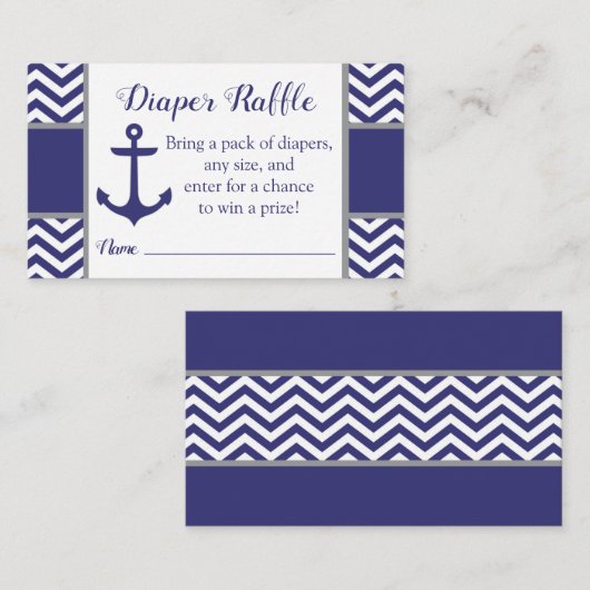 海軍航海のないかりのベビーシャワーのおむつのラッフル エンクロージャーカード (正面/裏面)