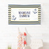 海軍航海のなストライプおよびいかりのカスタムな結婚式 横断幕 (インサイチュ)