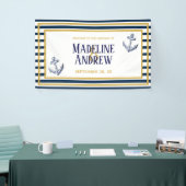 海軍航海のなストライプおよびいかりのカスタムな結婚式 横断幕 (トレードショー)