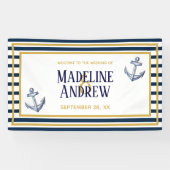 海軍航海のなストライプおよびいかりのカスタムな結婚式 横断幕 (横)