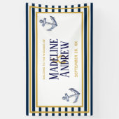 海軍航海のなストライプおよびいかりのカスタムな結婚式 横断幕 (縦)