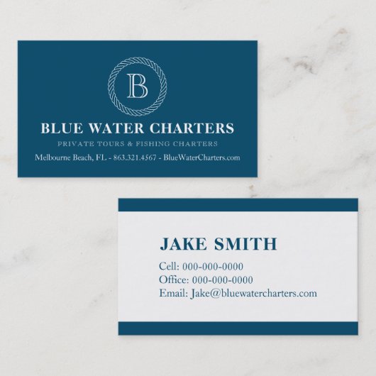 海軍航海のなロープの船遊びの魚釣りのチャーター 名刺 (正面/裏面)