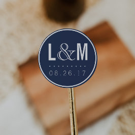 海軍航海のモダンのモノグラムと日付 ラウンドシール