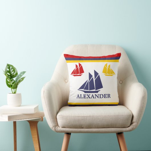 海軍航海の帆船の青い黄色の赤い白 クッション (椅子)