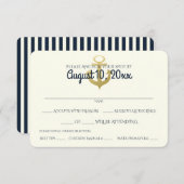 海軍航海の金ゴールドいかり結婚の対応 出欠カード (正面/裏面)