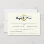 海軍航海の金ゴールドいかり結婚の対応 出欠カード (正面)