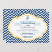 海軍航海の金ゴールドブライダルシャワーの招待 招待状 (正面/裏面)