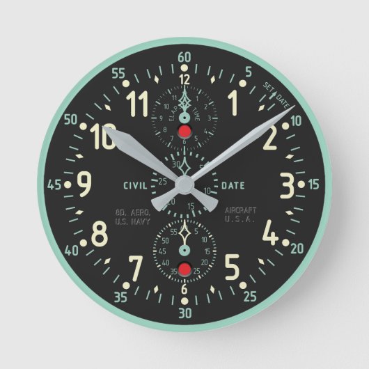 海軍航空機時計 模造品 ラウンド壁時計 (正面)
