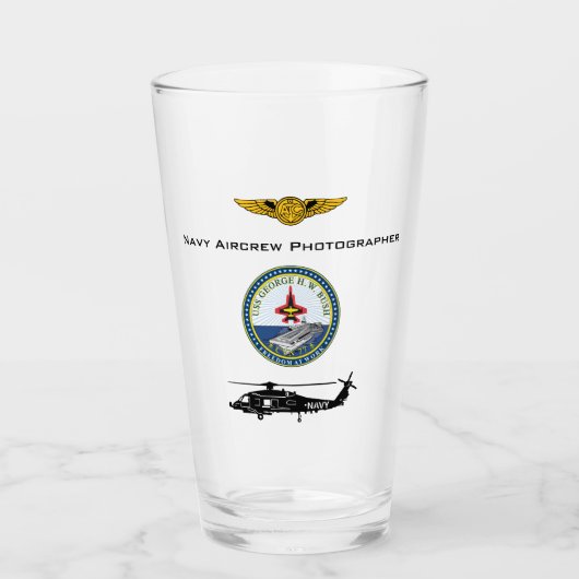 海軍航空隊写真家USS G.H.ヘロ付きブッシュ  タンブラーグラス (正面)