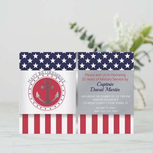 海軍船員の軍の退職のパーティの招待状 招待状 (スタンド正面)