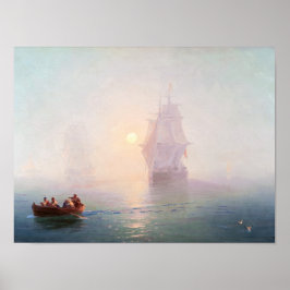 海軍艦船イワンAivazovsky海の水景色 ポスター