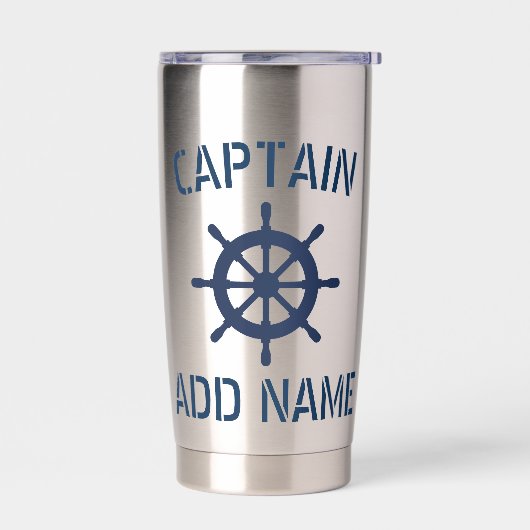 海軍艦艇ステアホイールタンブラー船長用ガラス 保温保冷タンブラー (左面)