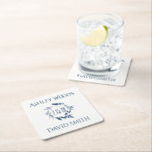 海軍花のリースの保存日付のコースター スクエアペーパーコースター (インサイチュ)