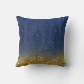 海軍藍色のグリッターの金ゴールドの孔雀の羽 クッション (裏面)