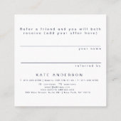 海軍藍色の羽の金ゴールドのグリッターの紹介 スクエア名刺 (裏面)