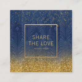 海軍藍色の羽の金ゴールドのグリッターの紹介 スクエア名刺