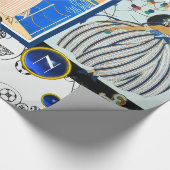 海軍調の装飾 美しさ ファッション 青い宝石のモノグラム ラッピングペーパー (角)