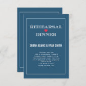 海軍赤いハート結婚のリハーサルディナー招待状 招待状 (正面/裏面)