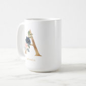 海軍赤面フローラモノグラム文字「A」 コーヒーマグカップ (正面左)