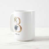 海軍赤面フローラモノグラム文字「B」 コーヒーマグカップ (正面左)