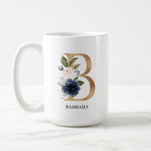 海軍赤面フローラモノグラム文字「B」 コーヒーマグカップ