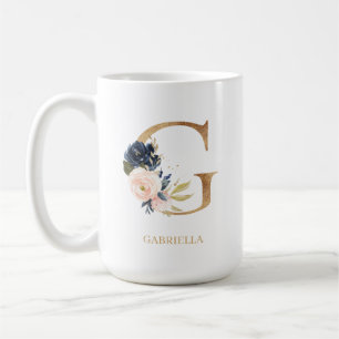 海軍赤面フローラモノグラム文字「G」 コーヒーマグカップ