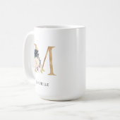 海軍赤面フローラモノグラム文字「M」 コーヒーマグカップ (正面左)