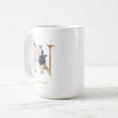 海軍赤面フローラモノグラム文字「N」 コーヒーマグカップ (正面左)