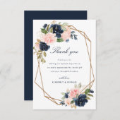 海軍赤面フローラ幾何学結婚サンキューカード サンキューカード (正面/裏面)