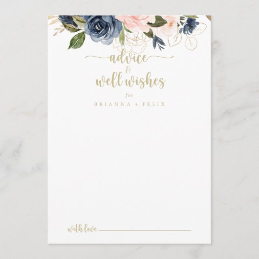 海軍赤面フローラ結婚金ゴールドの願い アドバイスカード (正面)