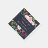 海軍赤面ブルゴーニュフローラ束ブライダルシャワー スタンダードカクテルナプキン (角)