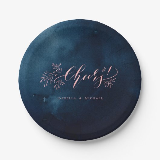 海軍赤面書道応援素朴なフローラパーティー ペーパープレート (正面)