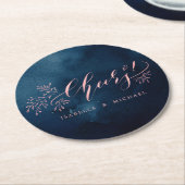 海軍赤面書道応援素朴なフローラパーティー ラウンドペーパーコースター (アングル)