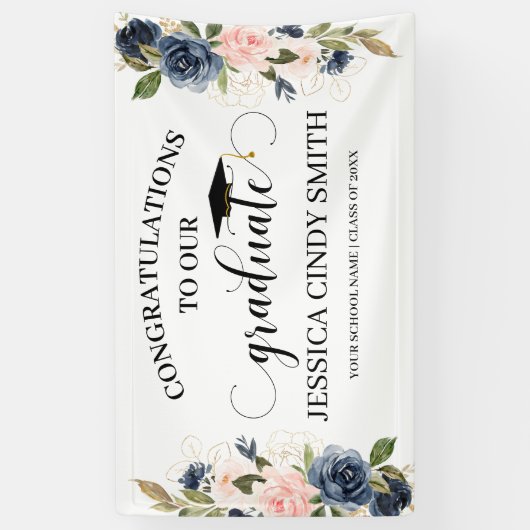 海軍赤面金ゴールドフローラ卒業生卒 横断幕 (縦)