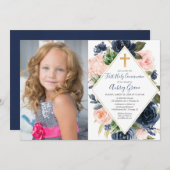 海軍赤面金ゴールドフローラ第1回聖餐式写真 招待状 (正面/裏面)