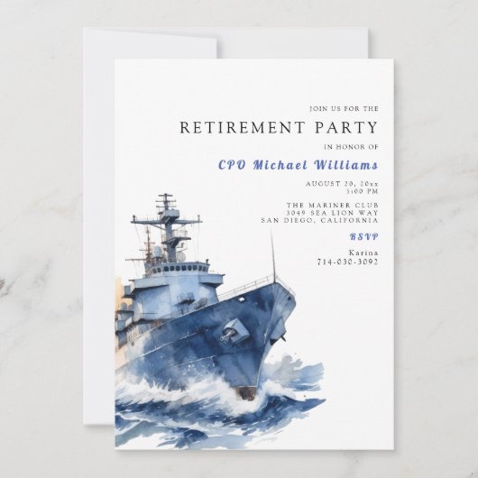 海軍軍隊退職パーティー 招待状 (正面)