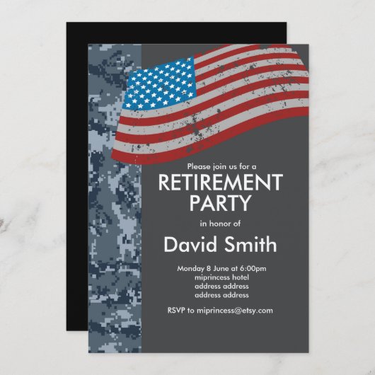 海軍軍隊退職金,陸軍,退職パーティー 招待状 (正面/裏面)