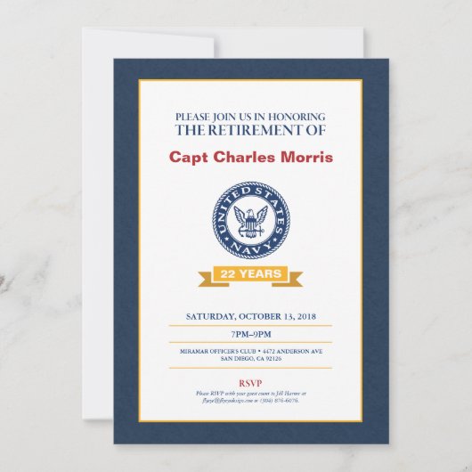 海軍退職の招待状 招待状 (正面)